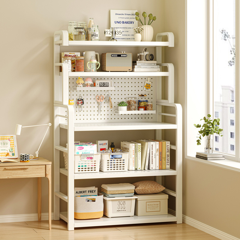 Estante de tablero de agujero junto al escritorio Estante de almacenamiento multicapa de piso a techo Estante multifuncional para sala de estar doméstica Estante de almacenamiento de artículos diversos