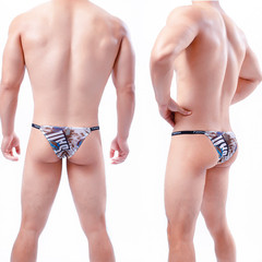 新款男士褲子頭 比基尼丁字t褲衩網紗透氣潮流低腰性感內褲批發男