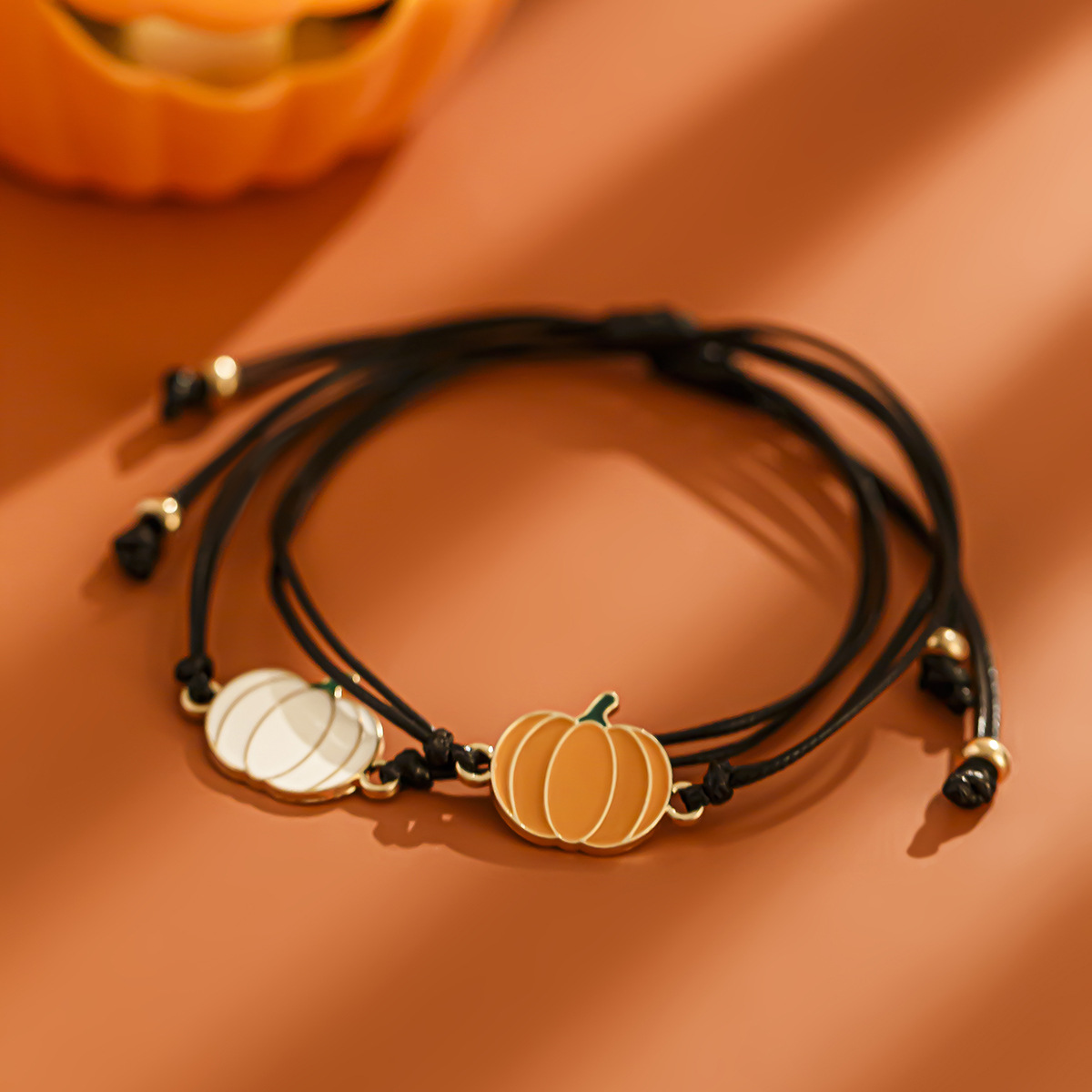 Halloween ghost leather wax line bracelet, dark wind bat alloy bracelet set_voghion.com