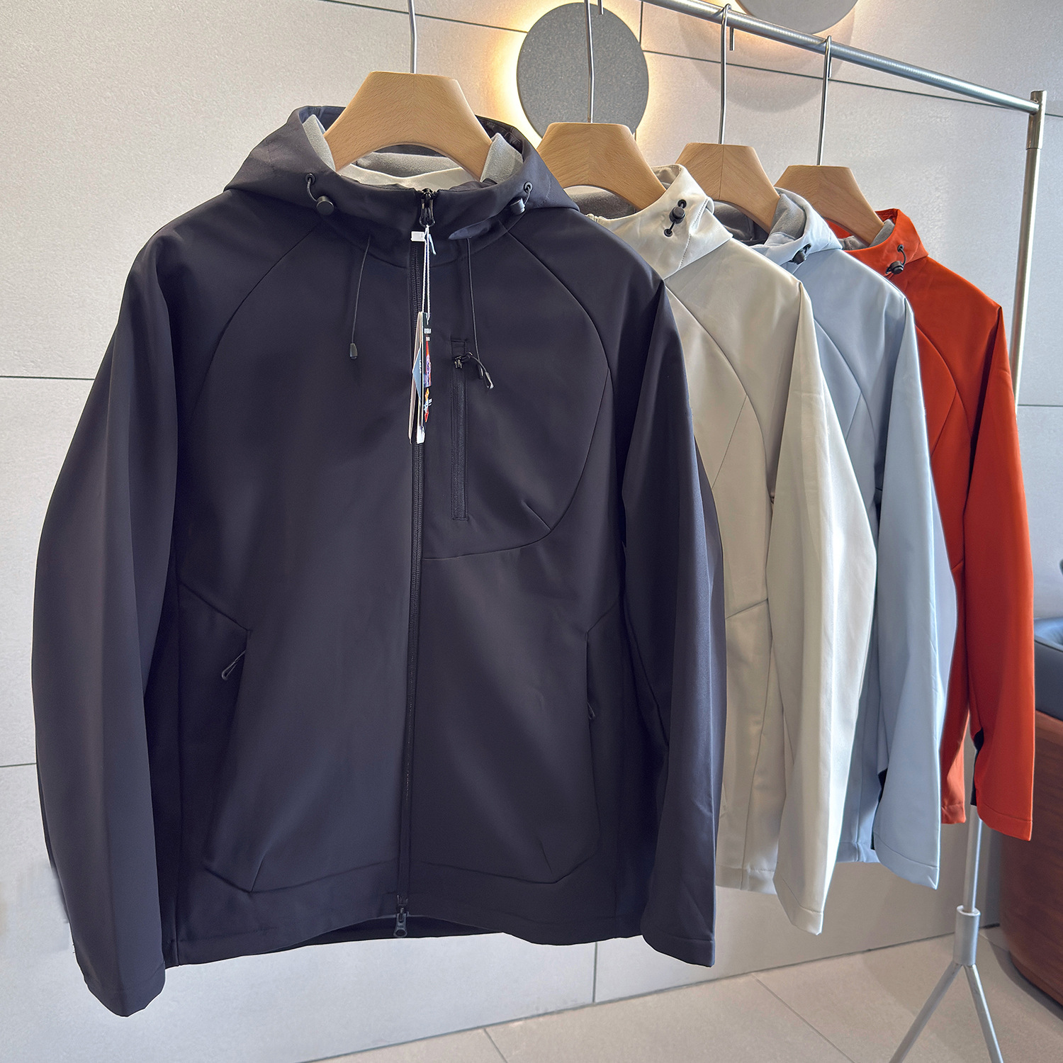 German Professional Outdoor Stereo Functional Cut Raglan Sleeves for Men and Women Warm Fleece-Lined Hooded Soft Shell Jacket