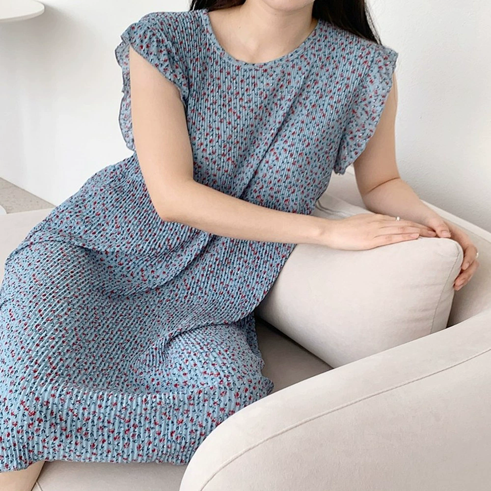 Корейская ночная рубашка без рукавов с цветочным принтом, которую можно носить поверх платья для женщин, летняя тонкая юбка средней длины, кружевная утягивающая домашняя одежда