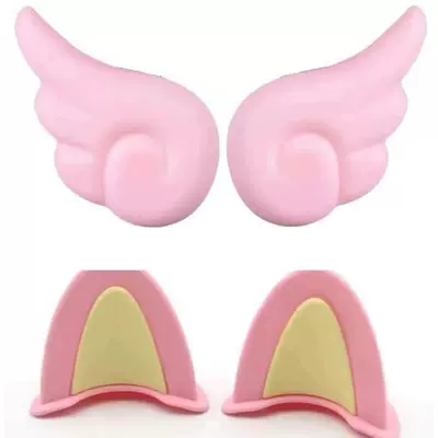Motosiklet kaskı (dəbilqə) cat ear cute decorative - pink-wings-pink-yellow-two-tone-cat-ears
