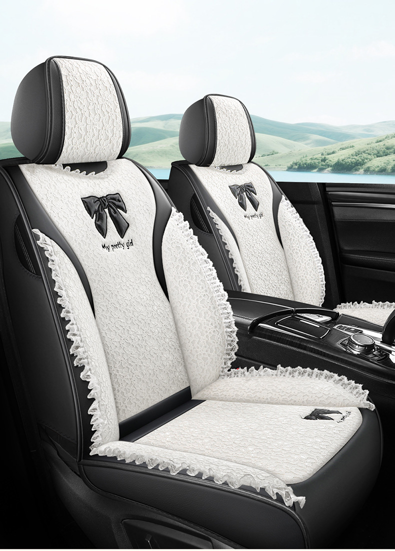 Internet Celebrity Car Seat Cushion, Universal for All Seasons, Fully Surrounded by Lace Seat Cover, Fabric Lace Car Seat Cover, Goddess Style, Cute