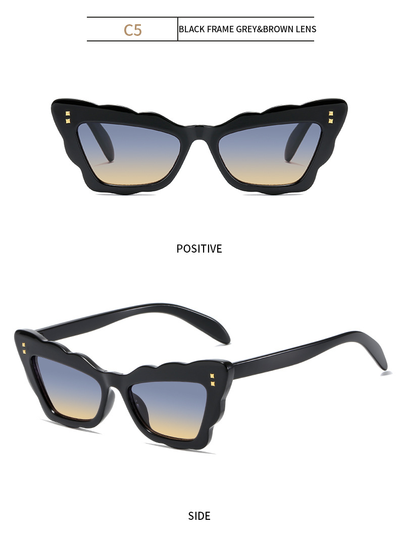 Outdoor, Travel, Street Occasion Square Pattern Retro Square Ac UV400 Protection Cat Eye Full Frame Women's Sunglasses