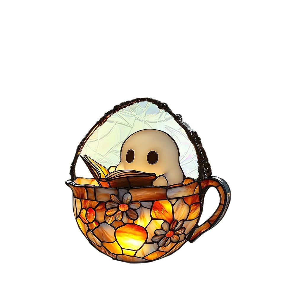Nuevos productos transfronterizos Halloween Acción de Gracias encantador cabeza de calabaza fantasma 2D acrílico plano colgante decoración de ventana porche