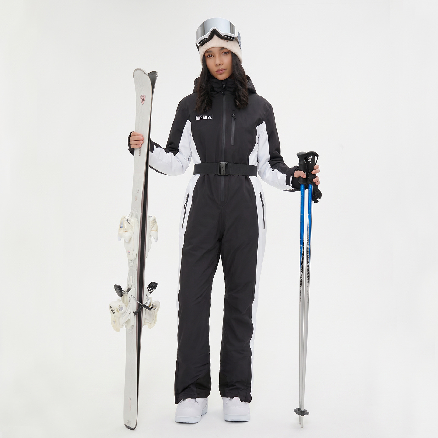 Women's one-piece ski suit, winter slim fit, waterproof, suitable for double skis, outdoor skiing, cross-border e-commerce, customizable.