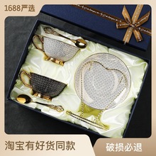 严选骨瓷咖啡杯杯碟礼品套装陶瓷复古高级水杯高颜值精致杯子礼盒