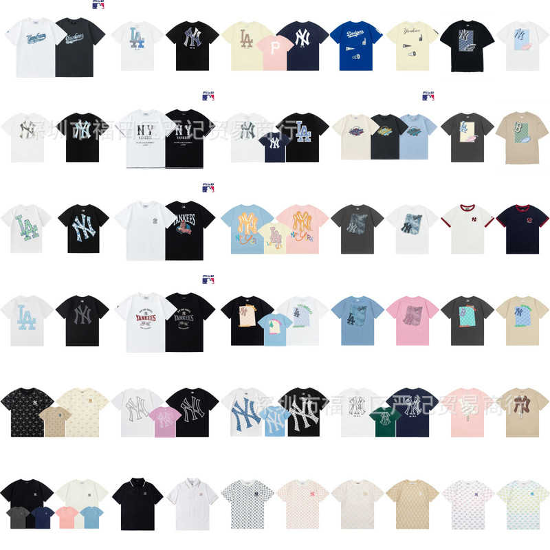 Korean MLB&NY collection unisex short-sleeve T-shirt, trendy brand New York Yankees print with large logo, versatile short-sleeve T-shirt Korean MLB&NY collection unisex short-sleeve T-shirt, trendy brand New York Yankees print with large logo, versatile short-sleeve T-shirt