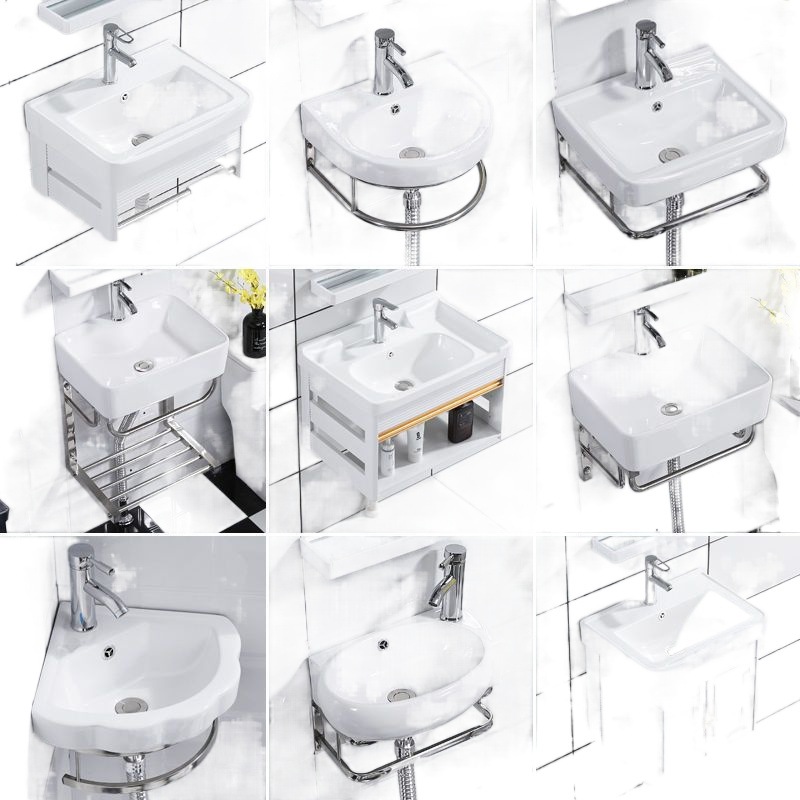 Lavabo para colgar en la pared, lavabo para apartamentos pequeños, armario para lavar, baño, lavabo para colgar, baño, balcón, cerámica simple