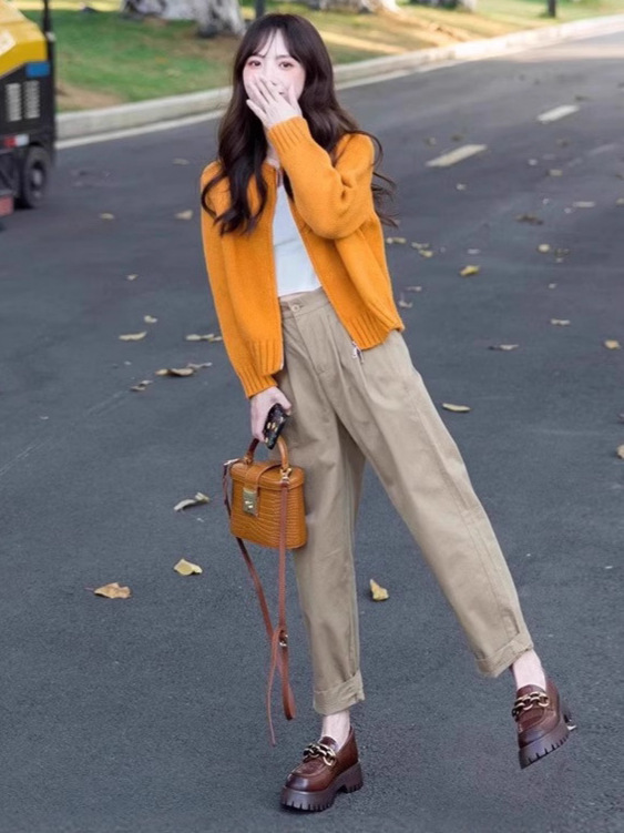 灰色短款毛衣外套女2025春装新款宽松拉链开衫长袖针织衫百搭上衣|undefined