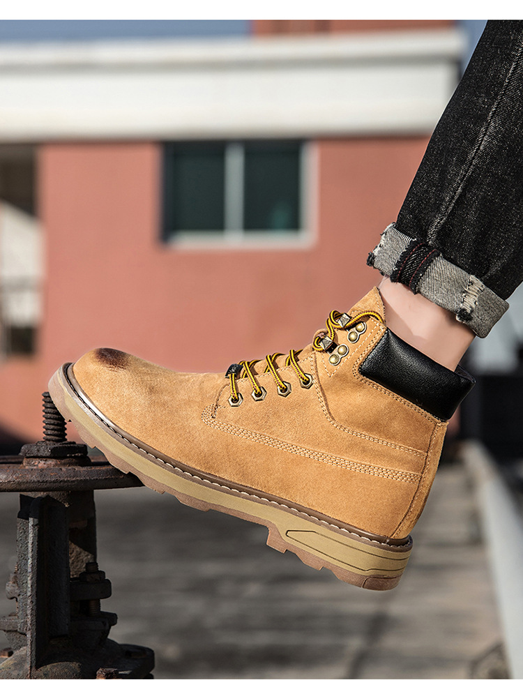 Ψηλές, μεγάλες κίτρινες μπότες, με στρώση κεφαλιού, δέρμα χοίρου, για υπαίθριες δραστηριότητες και ζεστά ανδρικά παπούτσια από κασμίρ_voghion.com