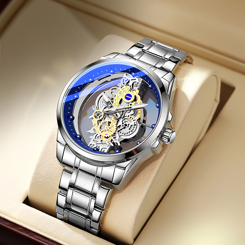 실버 쉘 블루 서클 스틸 벨트 모델