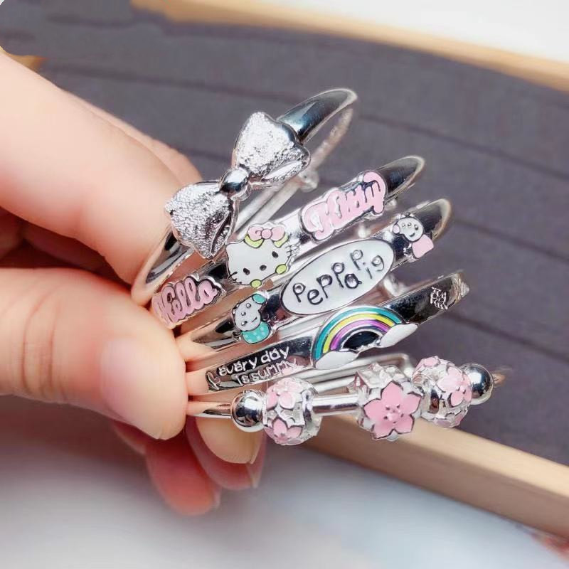 Copper silver plated cute baby bracelet rainbow butterfly Angel KT cat baby bracelet baby gift jewelry wholesale