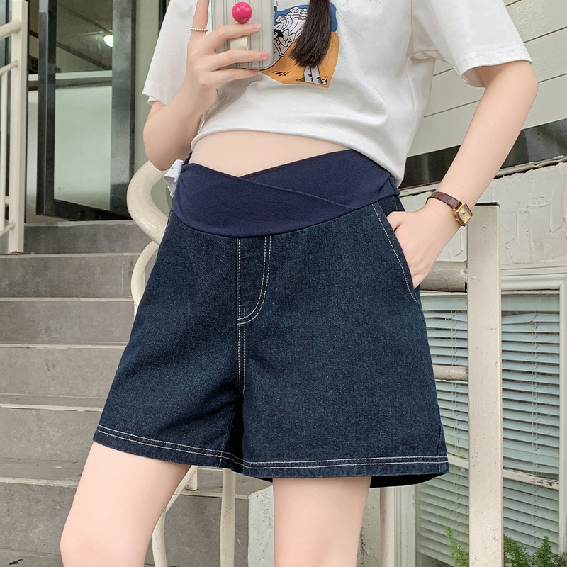 Pregnant Women's Shorts Women's Summer Outer Wear Thin Five-point Denim Wide-leg Pants Loose Casual All-match Slim-fit Low-waist Pants