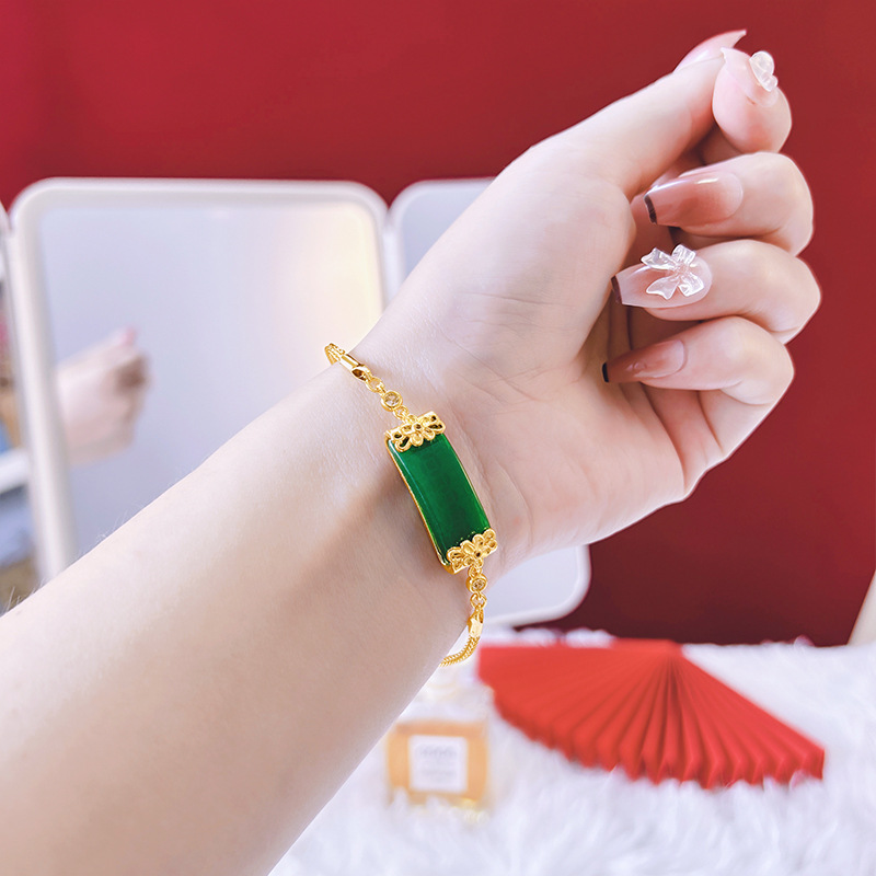 Vietnam arena oro hebilla de seguridad pulsera de Calcedonia moneda de cobre estilo chino retro no se desvanece hombres y mujeres elegante pulsera de todo fósforo