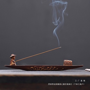 Incense Holder for Incense Sticks, Horizontal Incense Holder, Incense Burner, Sandalwood Creative Ceramic Tray, Household Buddhist Incense Burner