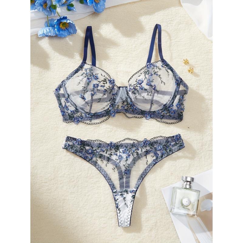 2026 otoño y invierno comercio exterior transfronterizo nuevo diseño floral femenino sexy ropa interior set medio