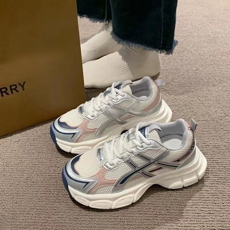 Thick-Soled Dad Shoes for Women 2025 Spring and Summer New Versatile Lightweight Running Street Mesh Breathable Sports Shoes for Women