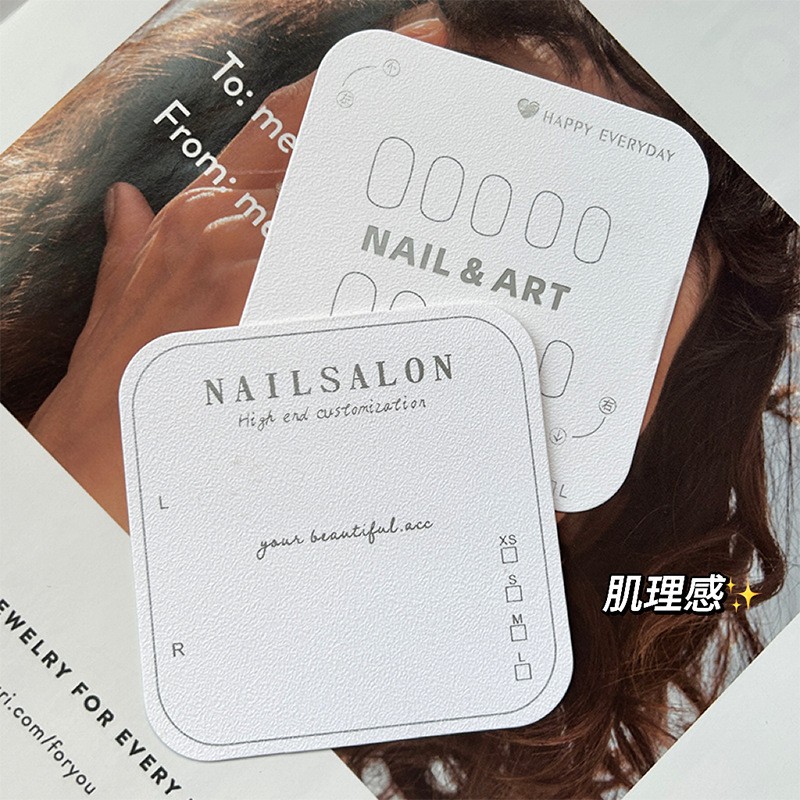 ins穿戴甲卡片烫银美甲卡纸片圆角成品打板展示背卡logo设计制作