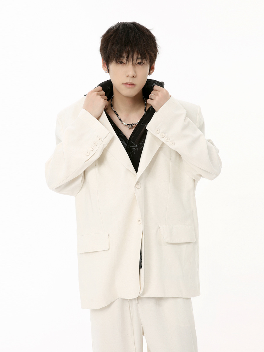 MTLCLOTHES para hombre | 2024 verano nuevo producto estilo suave coreano verdadero color sólido suelto traje casual de moda