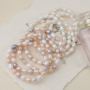Wholesale genuine natural fresh water real pearl bracelet thread rice beads elastic bracelet advertising promotional gifts