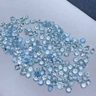 Factory Wholesale Loose Stone Round Ring Surface Crystal Translucent Natural Blue Topaz Loose Stone Inlaid Pendant Earrings