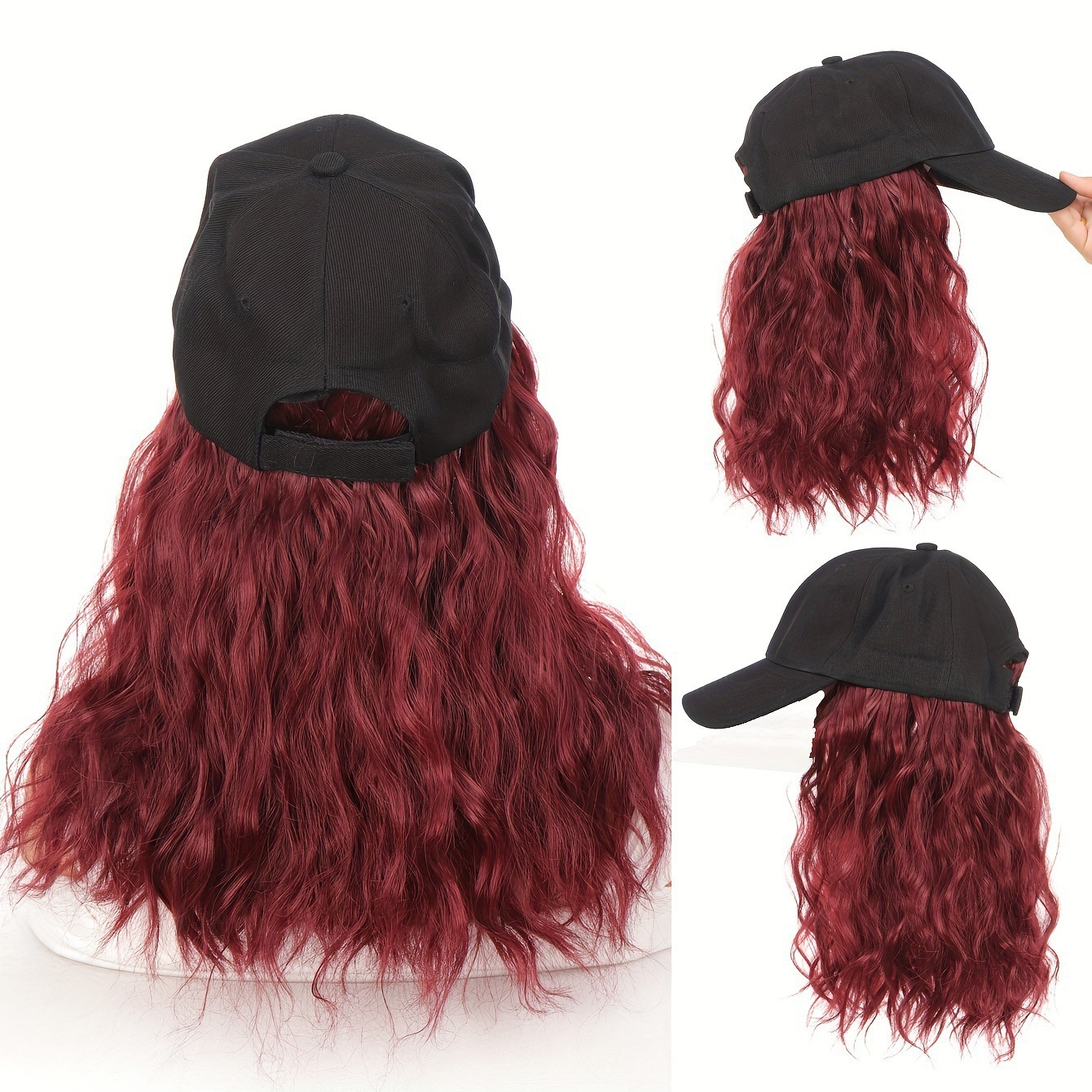 Comercio exterior nuevo sombrero de mujer peluca sombrero de una pieza sombrero de visera de seda de maíz cabeza de Bobo pelo de simulación de moda cubierta completa