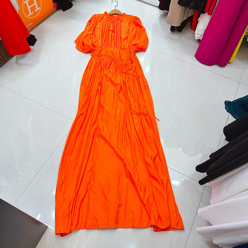 Nigerian New Style Drawstring Dress with Loose Pleats, Cinched Waist, and Large Hem, Long Dress A1 # 1303