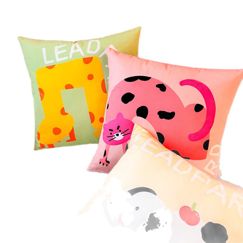 Funda de almohada de animal abstracto de dibujos animados, almohada de viento, almohada linda, dormitorio de estudiantes, almohada de sofá, cojín, funda de almohada, núcleo