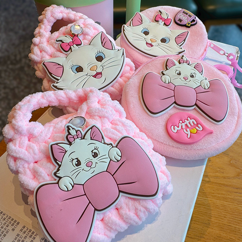 귀여운 귀여운 고양이 봉제 동전 지갑 핑크 새끼 고양이 키 펜던트 가방 한국식 Ins 보관 가방