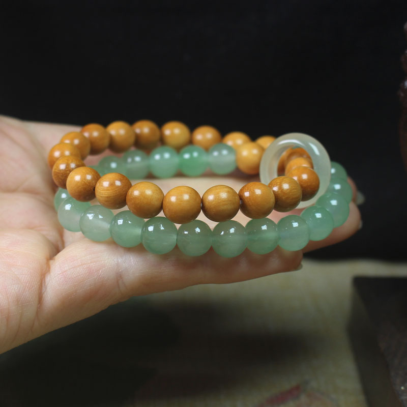 Sandalwood 8mm double circle bracelet running ring lovers simple beads Wen play rosary jewelry wholesale