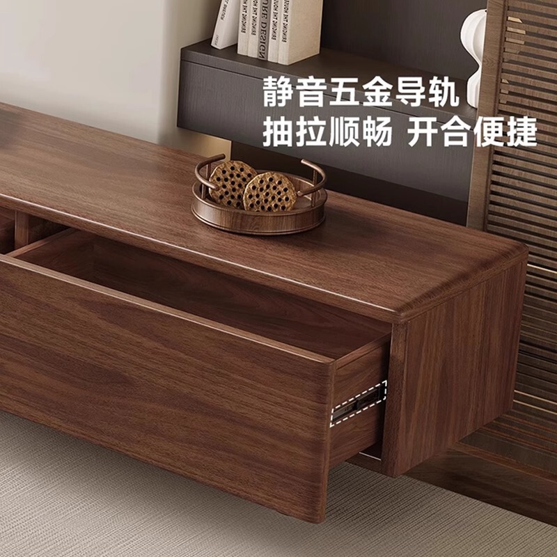 北米ブラックウォールナットテレビキャビネットモダンな中国のリビングルームの家具テレビフロアキャビネットホーム引き出し収納キャビネット|undefined
