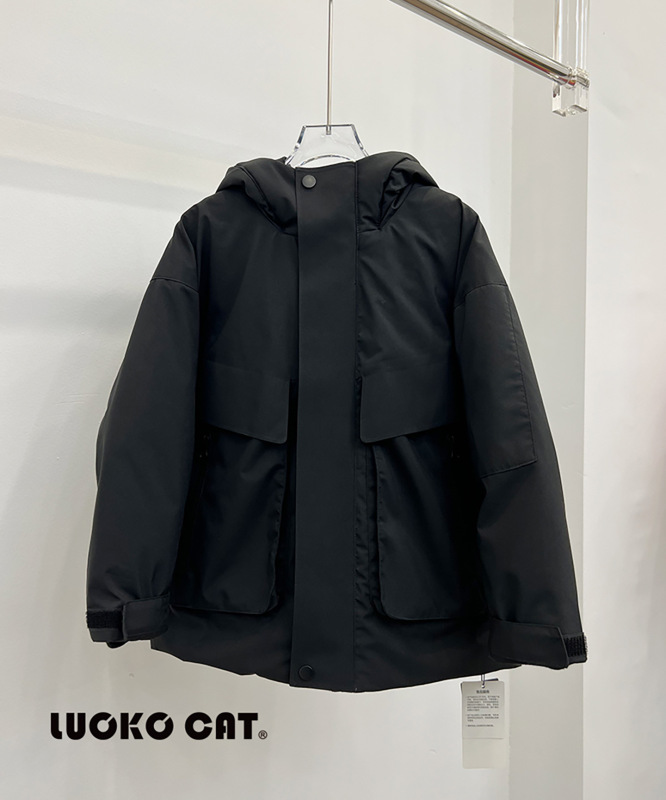 韩国儿童羽绒服冬季新款工装派克男女童加厚连帽中大童冲锋衣外套|undefined