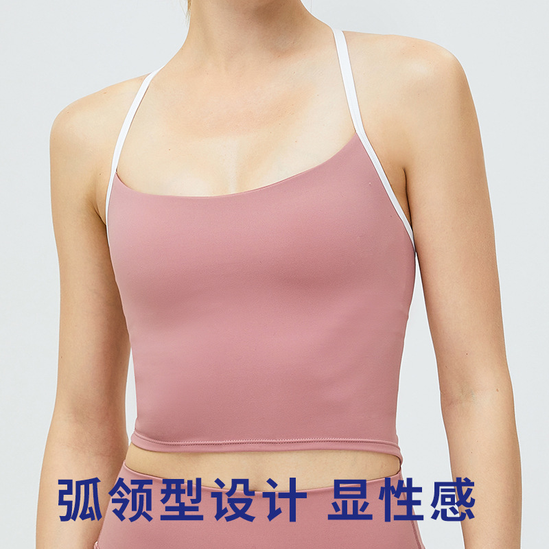 Ropa interior deportiva a juego transfronteriza hling de yoga belleza en la espalda correa para el cuello Chaleco de almohadilla para el pecho ropa de yoga fitness de secado rápido