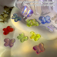 新款彩色镭射大小蝴蝶饰品配件 创意DIY手工装饰手机壳亚克力贴片