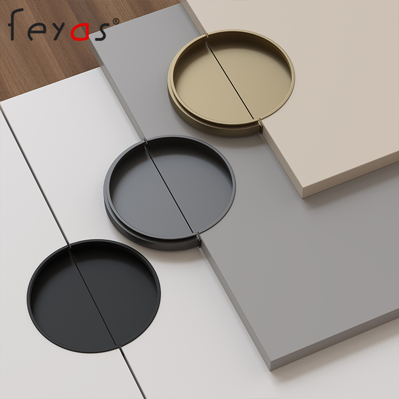 衣櫃隱形嵌入式拉手現代簡約櫥櫃門把手新款柜子抽屜半圓內嵌拉手