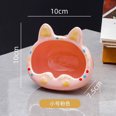 Popular creative ceramic cat ashtray, cute for bedroom and living room, unique cat paw design, desktop storage, anti-drop (Car ashtray) - pinkcat-ashtray-small-size