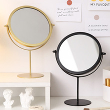 桌面可旋转单面化妆镜大学宿舍铁艺梳妆镜便携补光台式美妆镜子