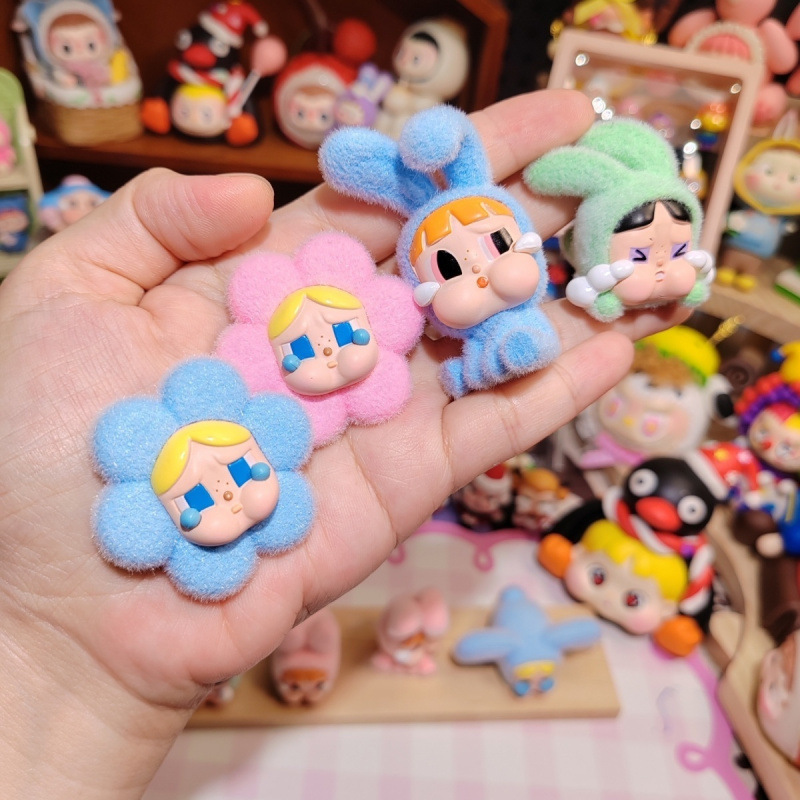 泣き虫ベビー植毛シリーズ 泣き虫ベビーうさぎちゃん 小花ちゃん PVC素材 かわいい改造ベビー キーホルダーにもなる かわいいペット|undefined