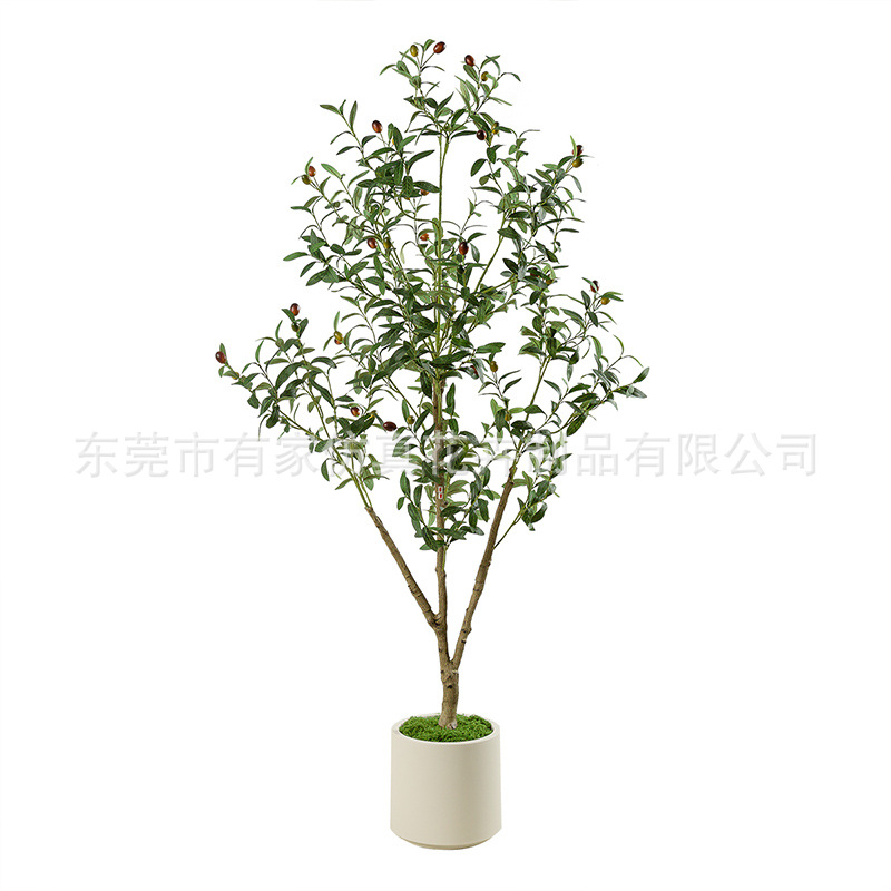 Aterrizaje de olivo de simulación de Amazon transfronterizo Adornos de decoración del hogar a gran escala Plantas verdes en macetas Desmontaje de plantas de árboles falsos