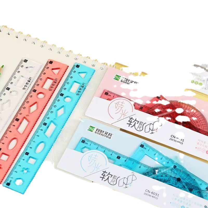 漫画定規 4 点セット学生 20 センチメートルソフトストレート定規セット小学生かわいい学用品文具卸売|undefined