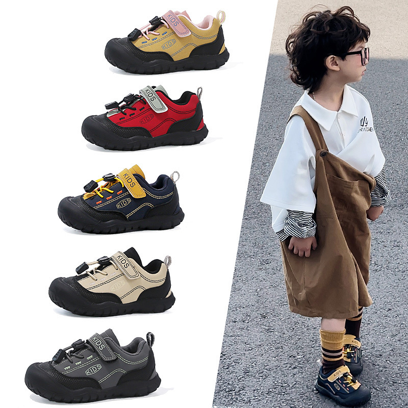 Children's Sports Shoes 2025 New Boys and Girls Hiking Shoes Breathable Wear-Resistant Soft Sole Contrasting Color Sneakers Soft Sole Running Shoes