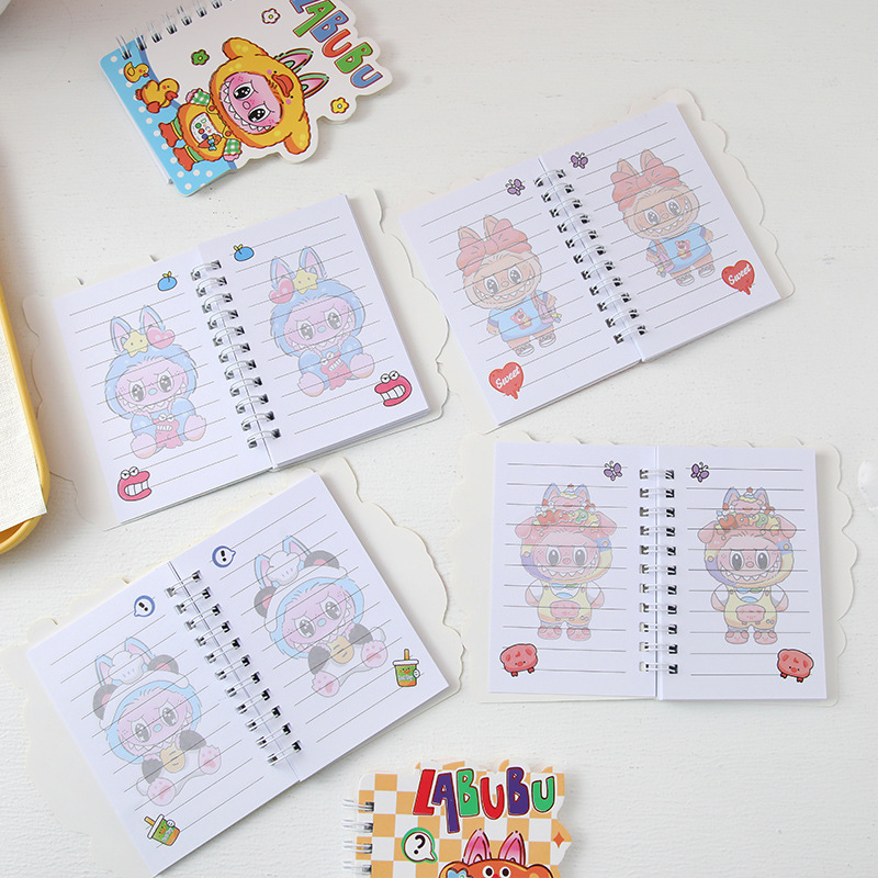 Cuaderno de bobina de forma especial de dibujos animados creativos A7, cuaderno de bolsillo portátil para estudiantes, bloc de notas, papelería, libro de premios transfronterizo