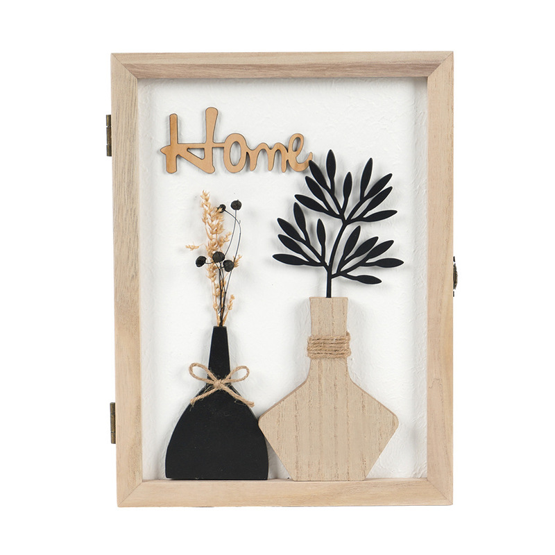 クリエイティブドライフラワー装飾キー収納ボックスホーム玄関リビング掛け収納ボックス壁掛け整理フック飾り|undefined