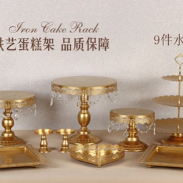 Estante de pastel europeo de hierro forjado conjunto de decoración de boda postres tienda de bocadillos estante de baile prop bandeja de pastel image 7