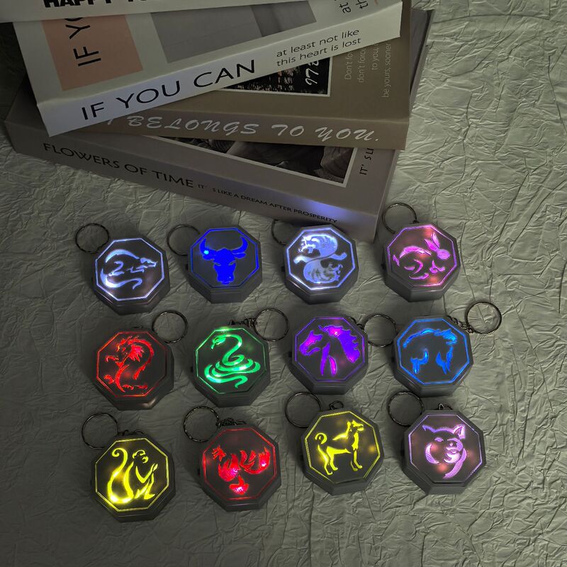 3D Printed Dragon Adventure Zodiac Stone Ornament Creative Vibrating Luminous Tiger Talisman Keychain