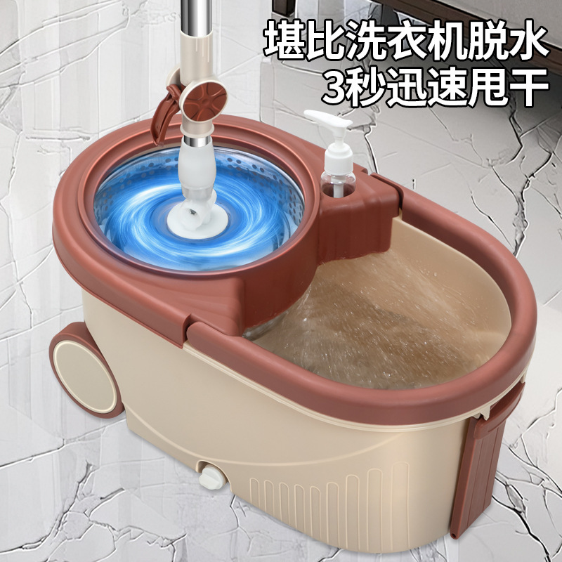 Lazy Double-Drive Spin-Dry Hand-Free Mop Large Household Rotating Mop Bucket Set Mop Bucket Wholesale