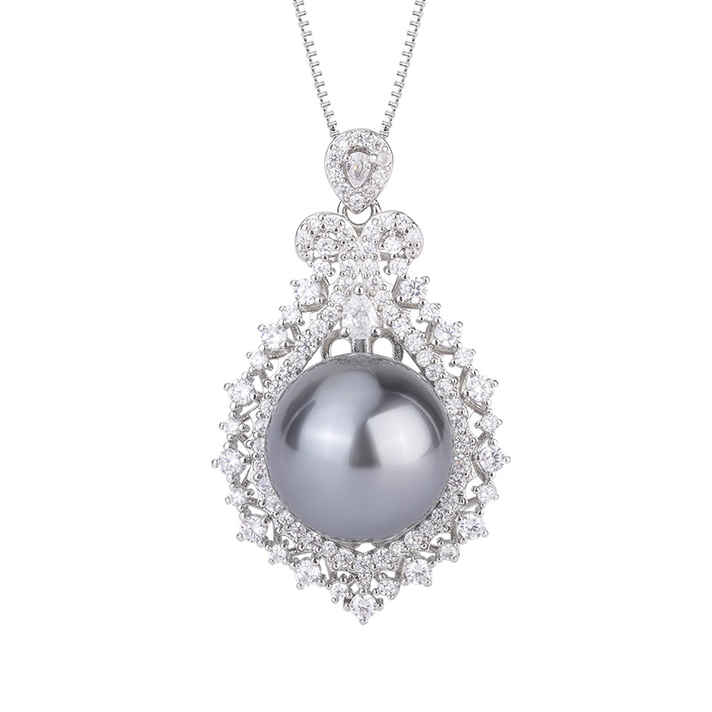 Zhuang Sheng joyería cobre inferior chapado en oro con incrustaciones de perlas fritillary coreano creativo diamante COLLAR COLGANTE 16mm al por mayor