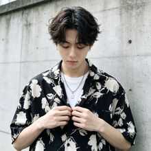 短袖夏天痞帅高级感法式古巴领花衬衫男款性张力穿搭冰丝衬衣ins