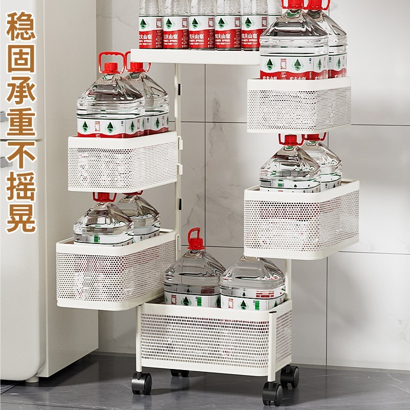 台所のカート棚の多層家庭用挟みが床に落ちて移動する多機能果物と野菜の間食収納棚|undefined